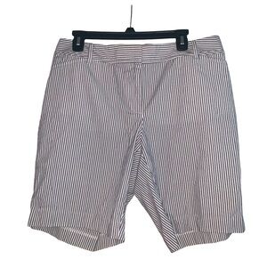 Talbots 14p Bermuda Cotton "perfect short" navy / white stripes